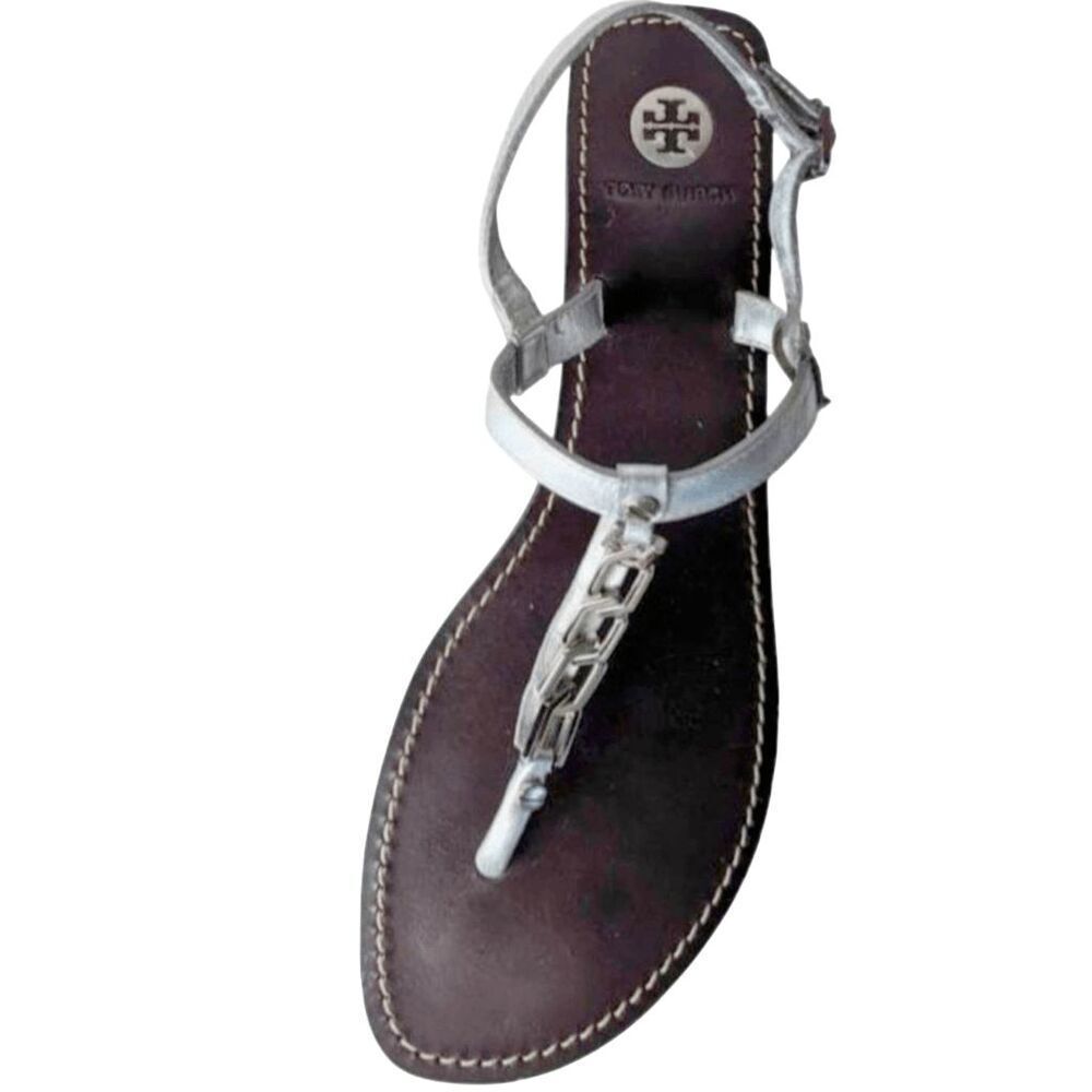 TORY BURCH Alani Chain Link T-Strap Wedge Sandal Size 9.5M